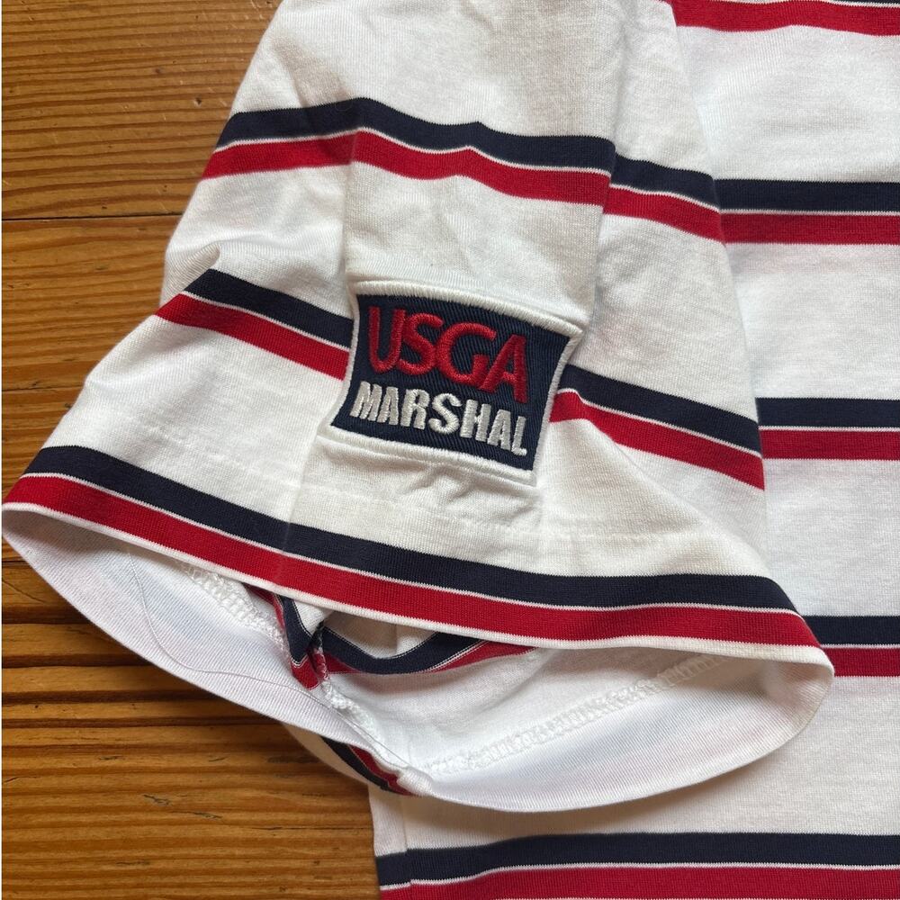 Polo Golf white blue‎ red striped US Open 11' short sleeve polo shirt SIZE L - Picture 4 of 5